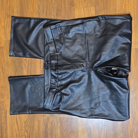 NYDJ Faux Leather Marilyn Straight Pants - Picture 2 of 12